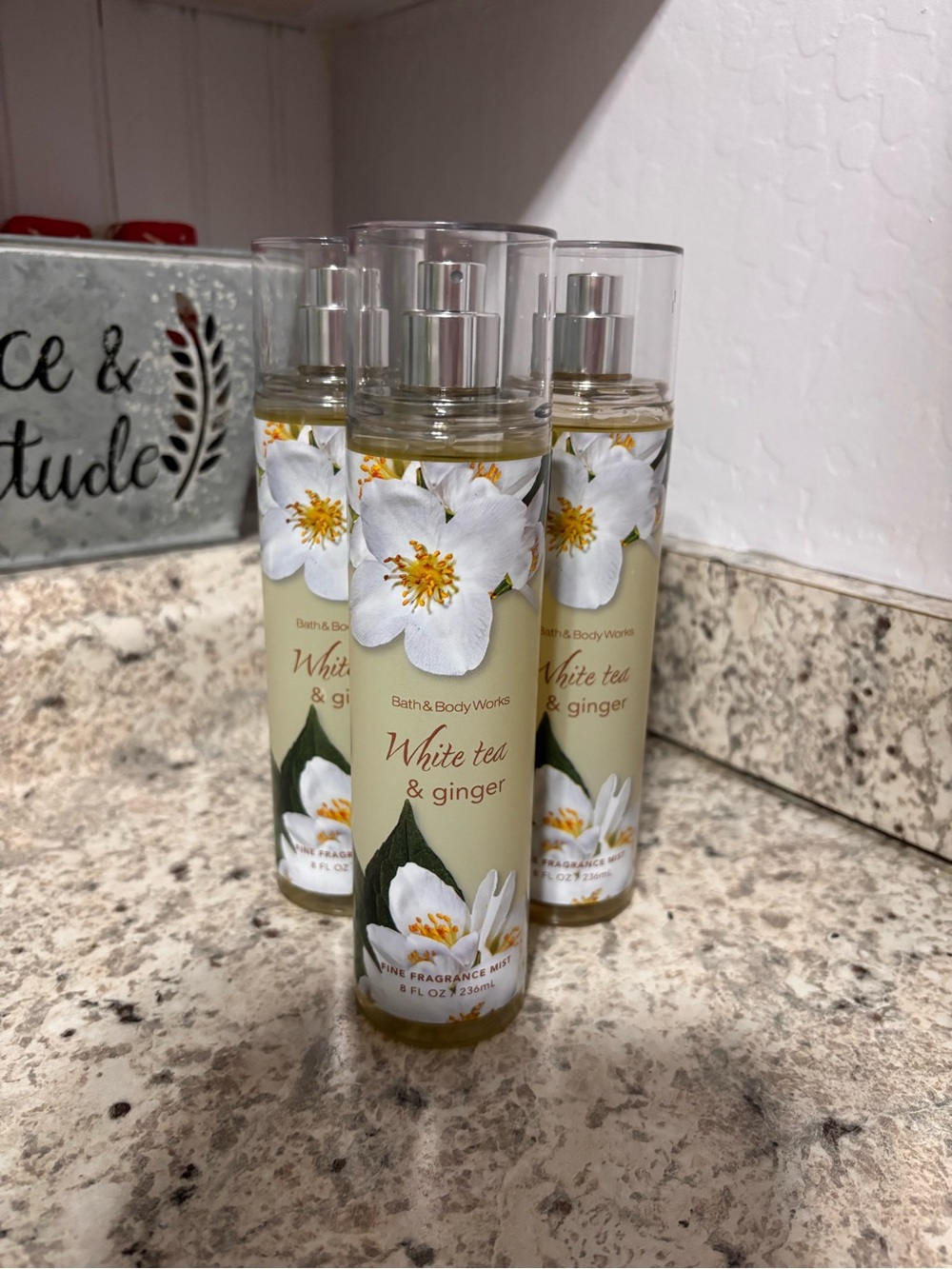 WHITE TEA & GINGER Bath & Body Works Fine Fragrance Mist 8 fl oz x 3 New